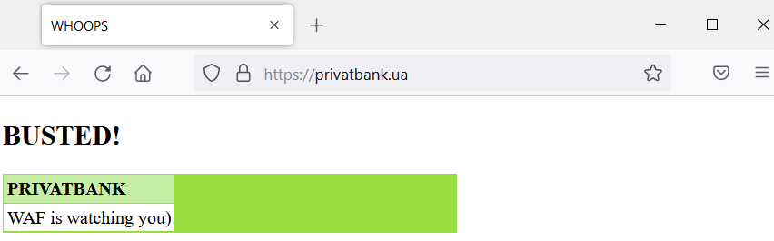 PrivatBank site defaced