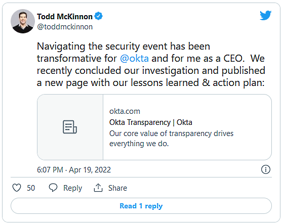 Todd McKinnon Okta viola a transparência