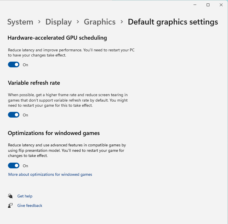 Windowed gaming optimizations