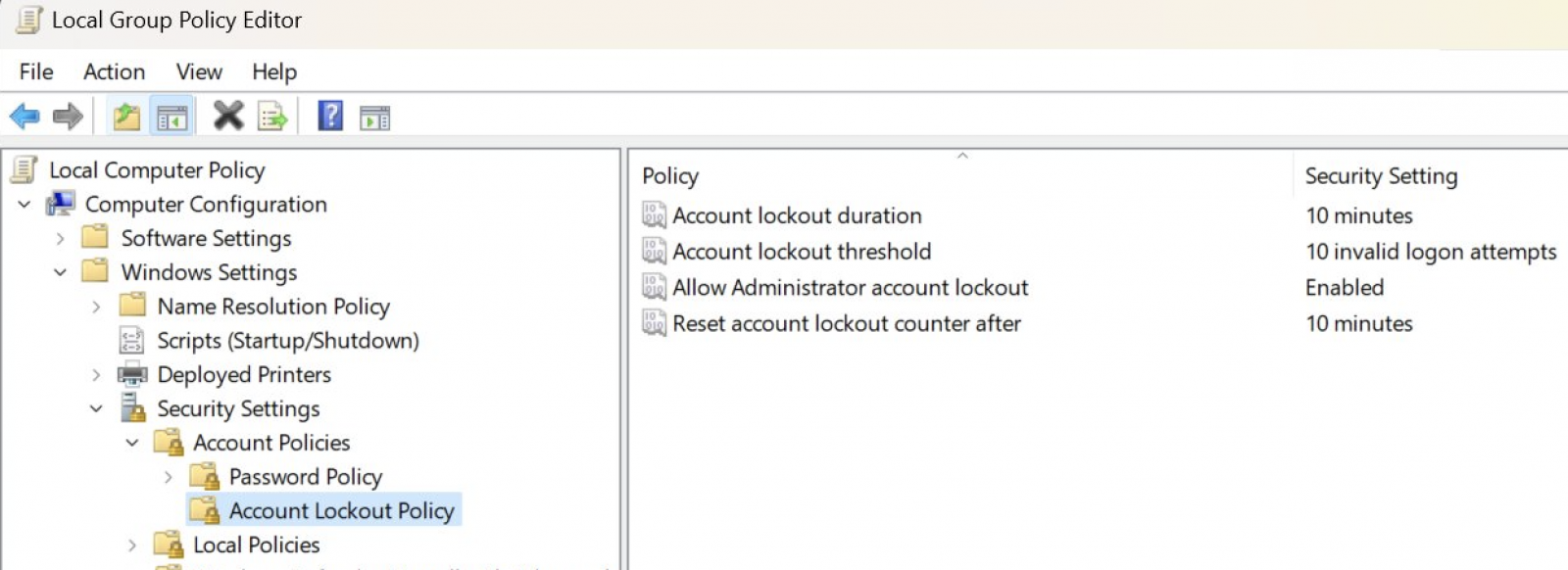 Windows 11 Account Lockout Policy