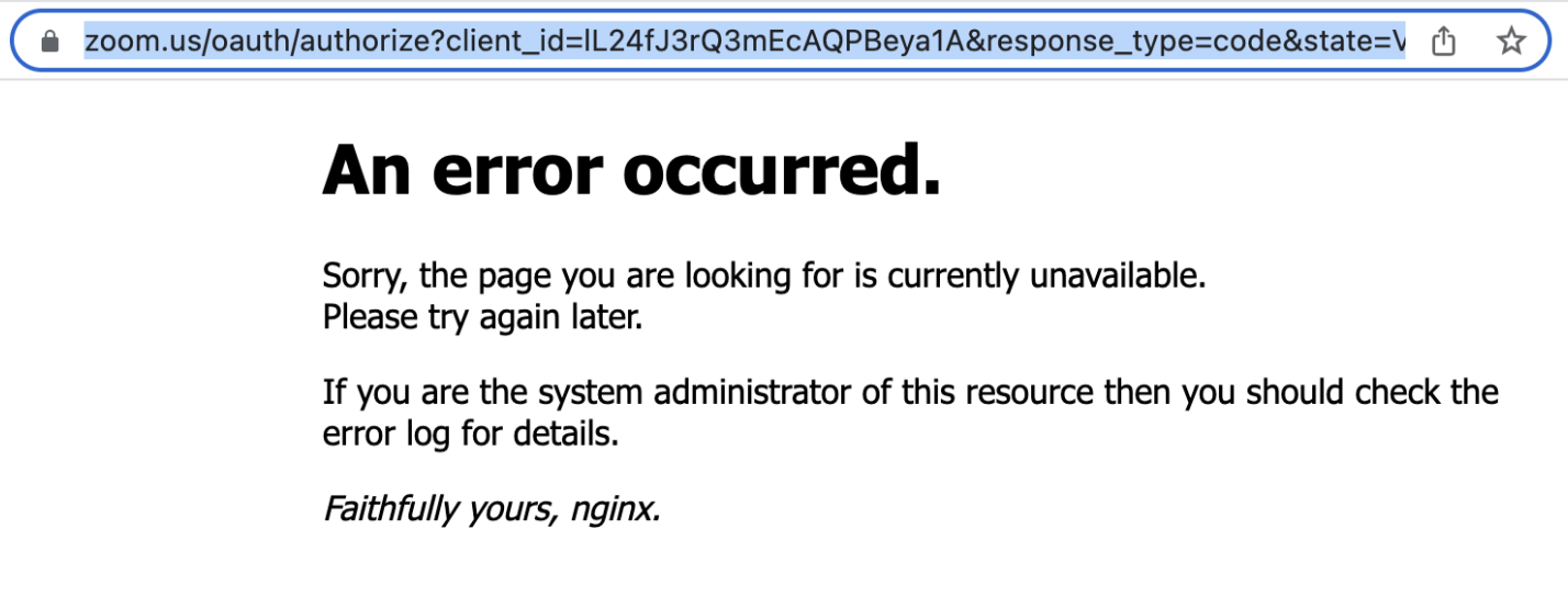 Zoom meeting error
