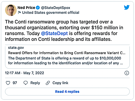 State Dept Conti reward