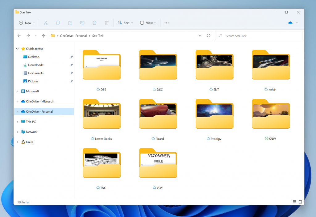 File Explorer folder previews
