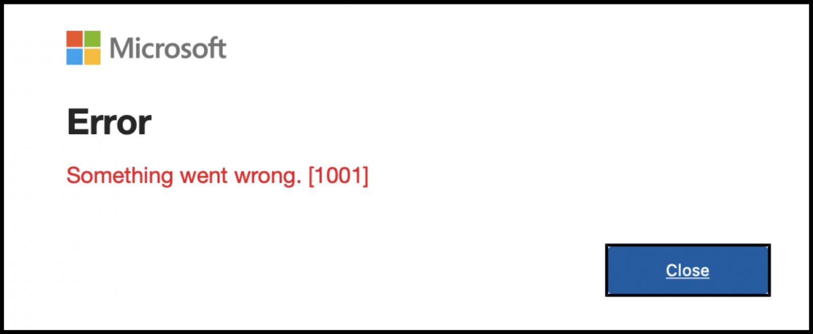 'Something went wrong' error