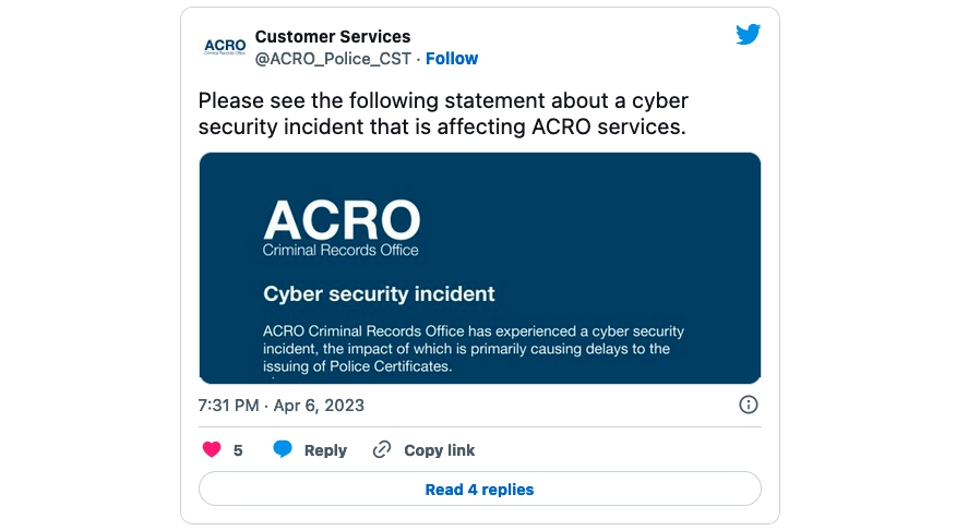 ACRO cyber incident statement