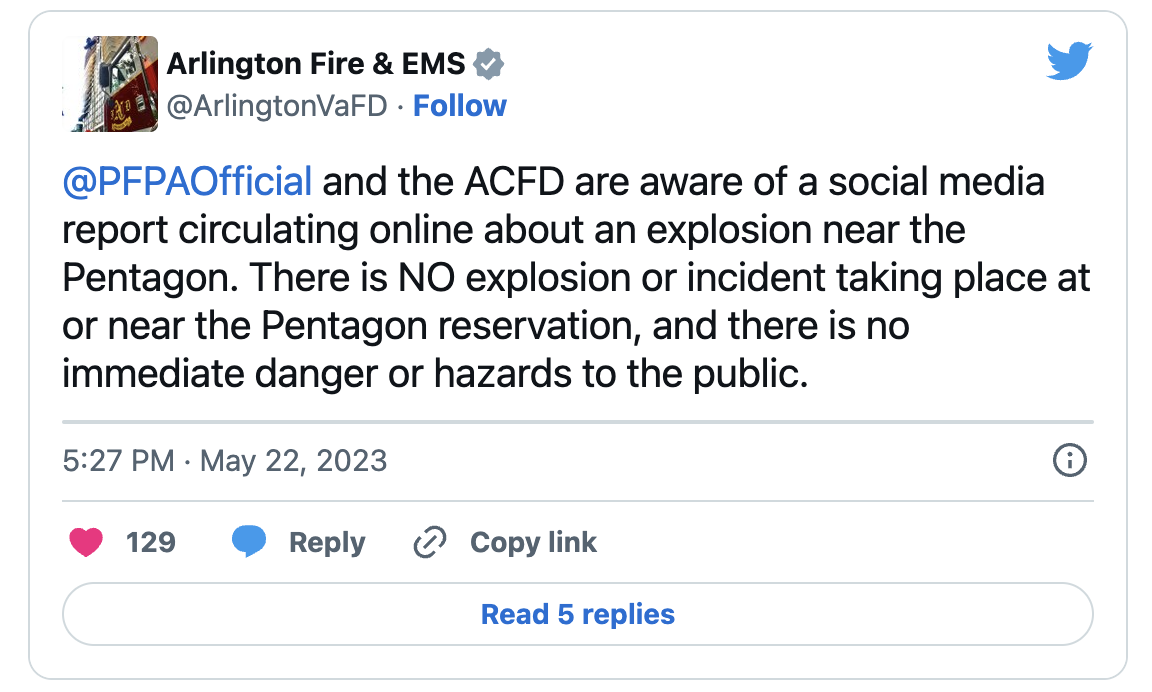 Arlington FD tweet