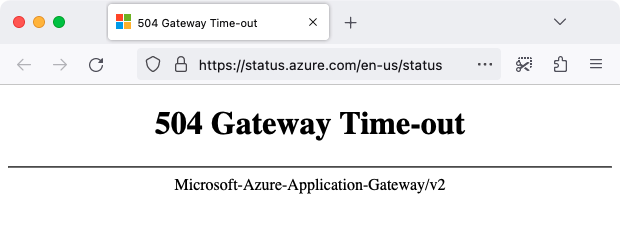Azure Status Page Error