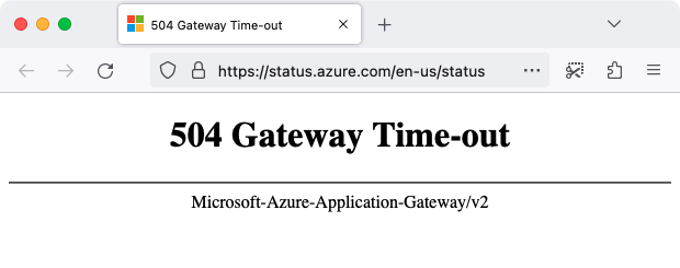 Azure status page error