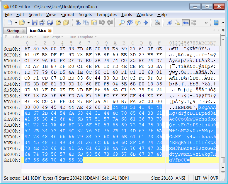 ICO ファイルに埋め込まれた Base64 文字列