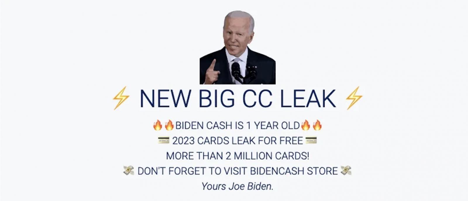 BidenCash の無料クレジット カード情報漏洩