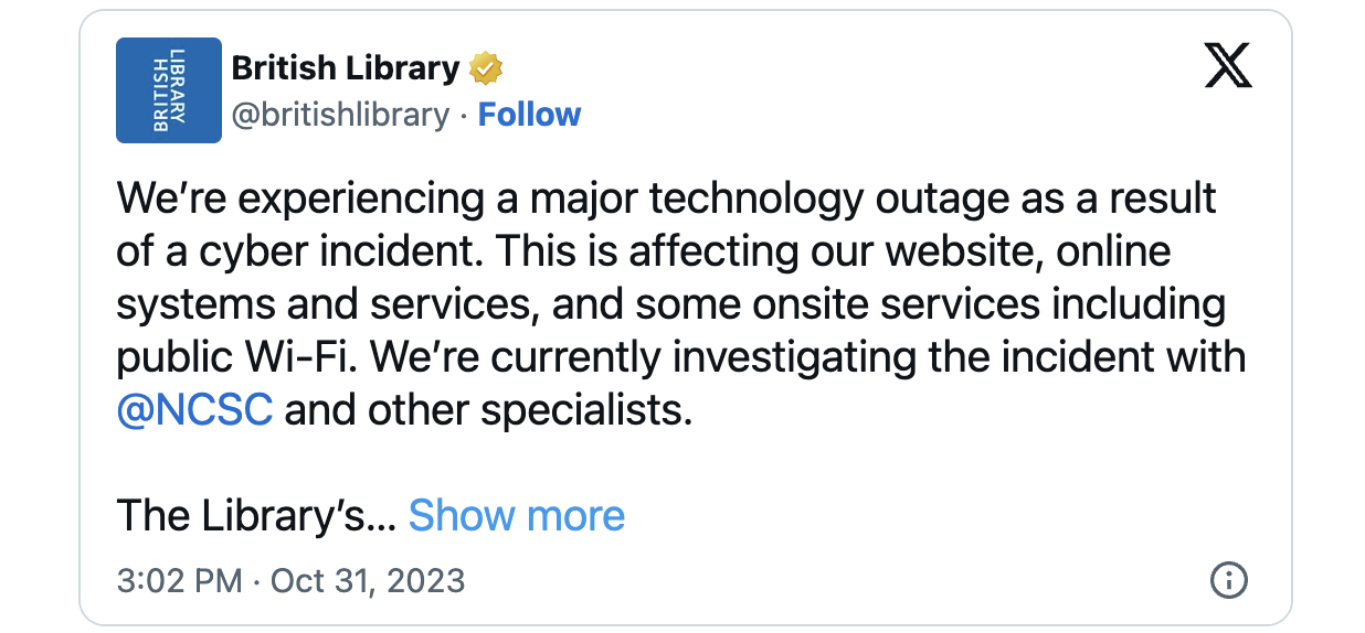 British Library outage