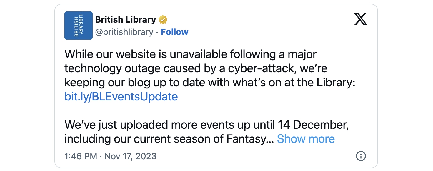 British Library tweet ransomware