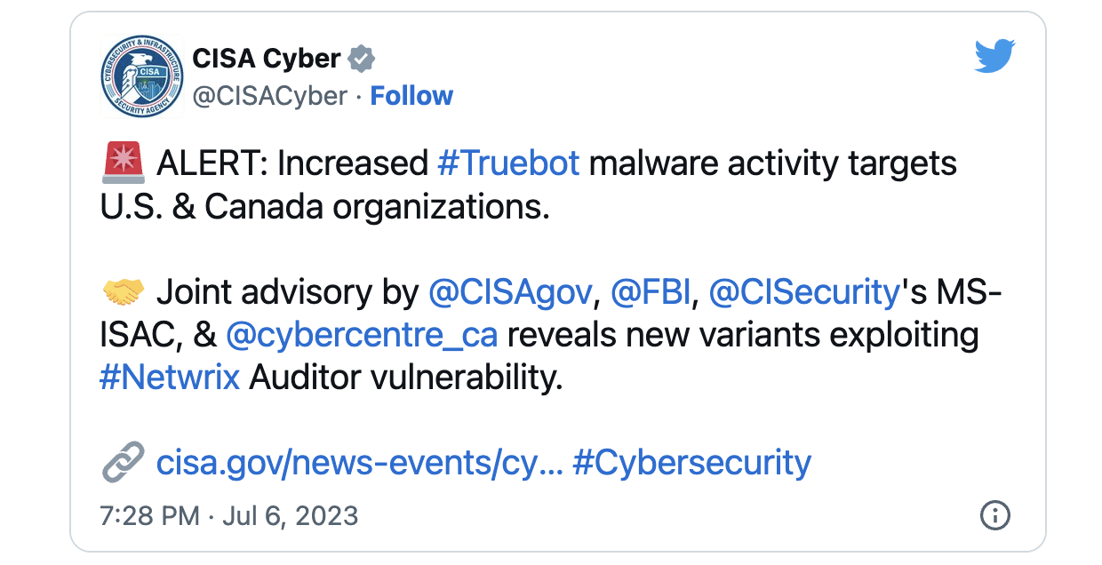 CISA Truebot のツイート