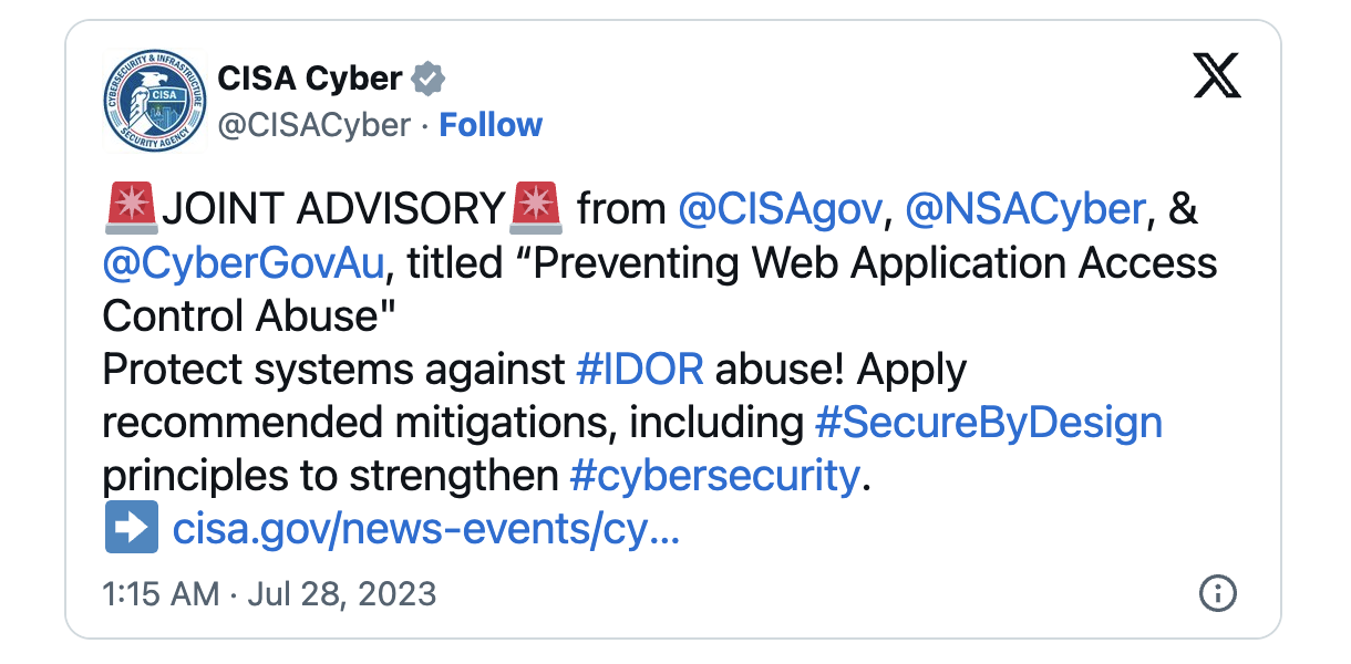 CISA IDOR warning