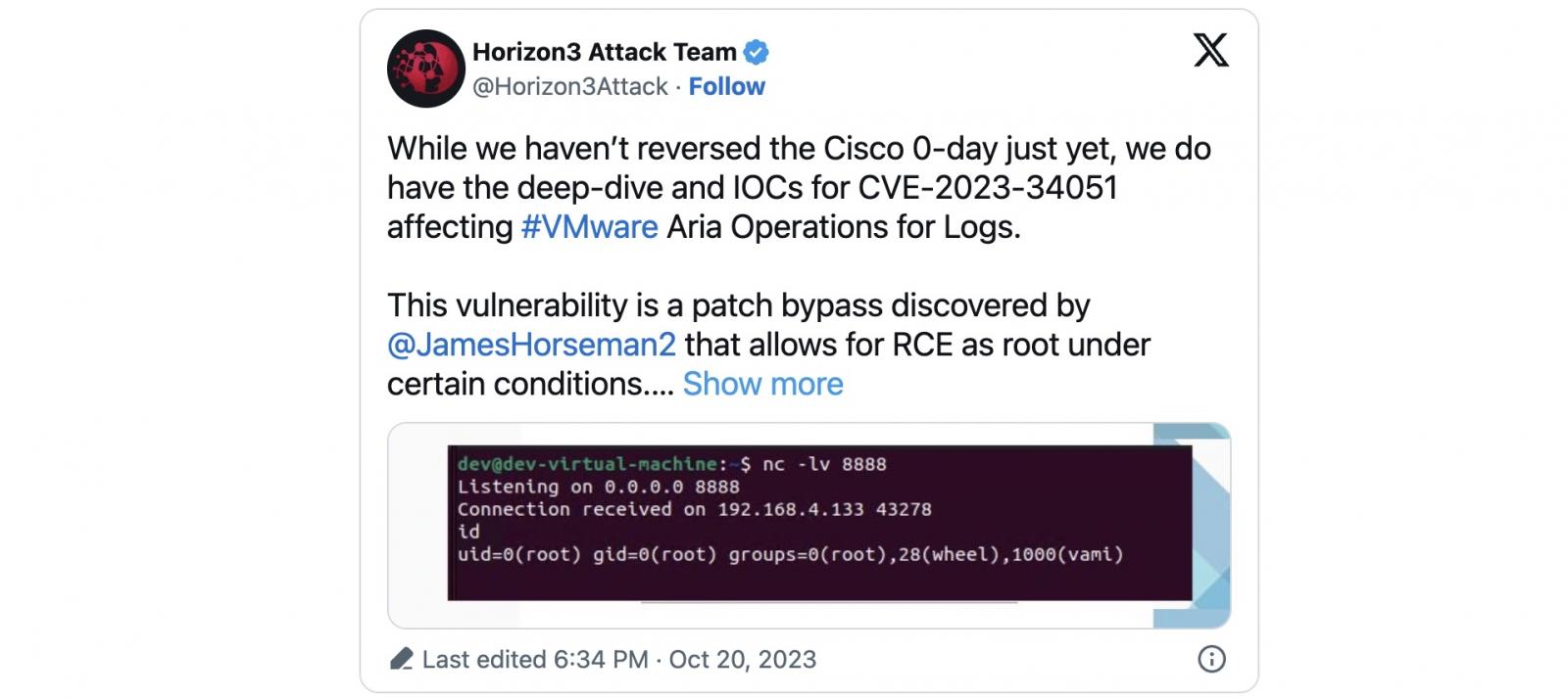 CVE-2023-34051PoC utilization tweet