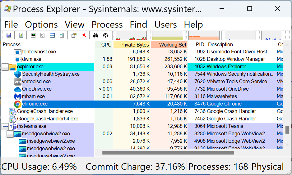 Chrome process running