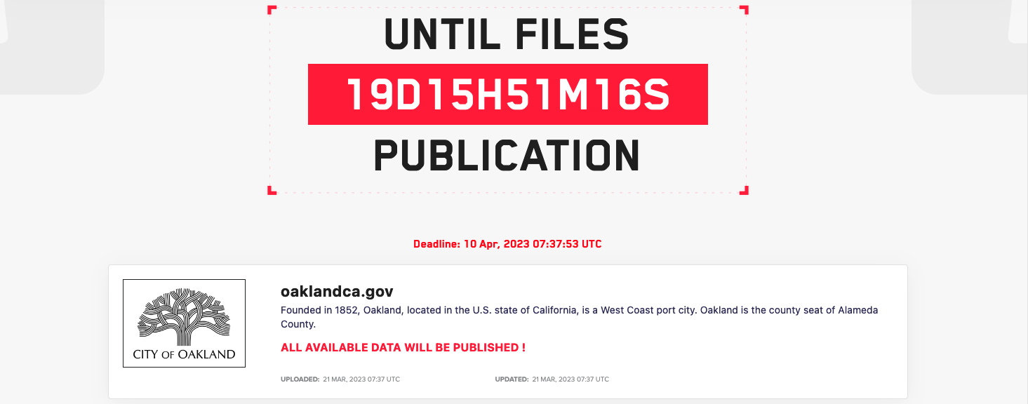 City of Oakland LockBit Data Leak Warning