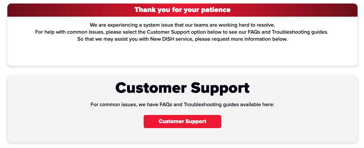 Dish Network の Web サイトは依然として機能停止の影響を受けています