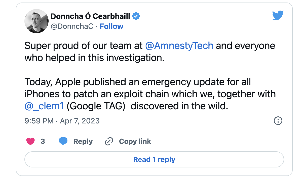 Donncha Ó Cearbhaill tweet