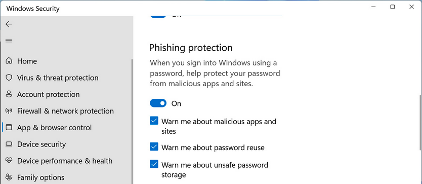 Enabling password protection in Windows 11 22H2