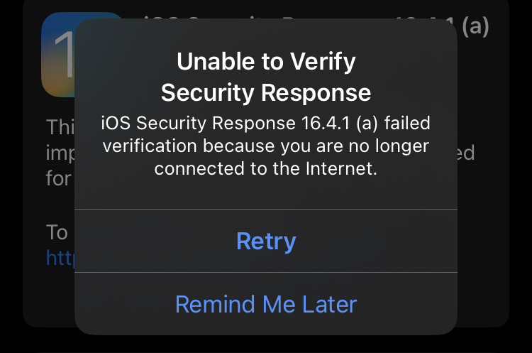 Failed to install first iOS RSR patch