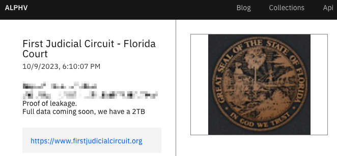 Filtración de datos ALLPHV del Primer Circuito Judicial de Florida