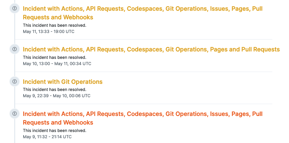 GitHub incident history