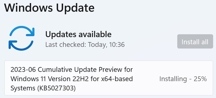 Windows 11 KB5027303 preview update