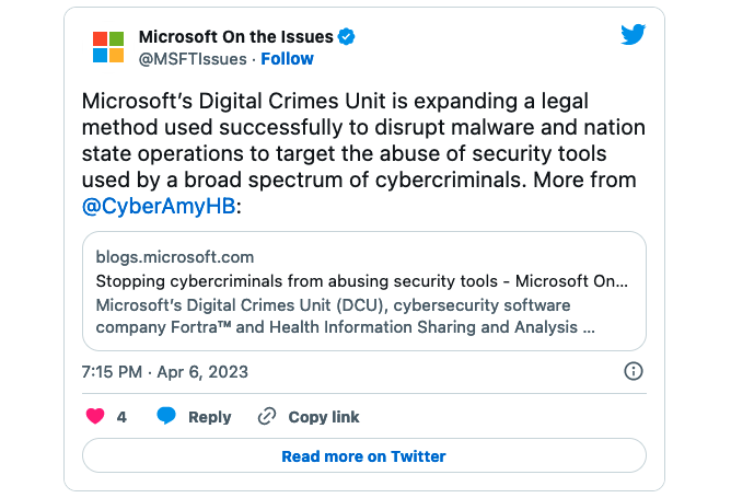 Malicious Cobalt Strike takedown tweet