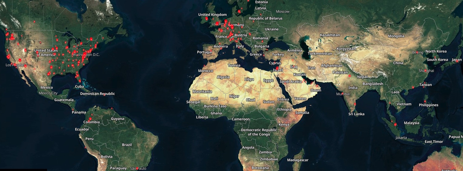 Map of vulnerable GoAnywhere MFT instances