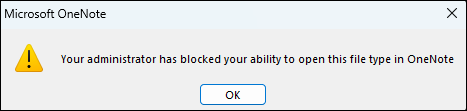 Microsoft OneNote-Blockierungswarnung