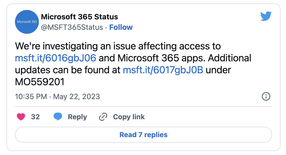 Kegagalan Microsoft 365