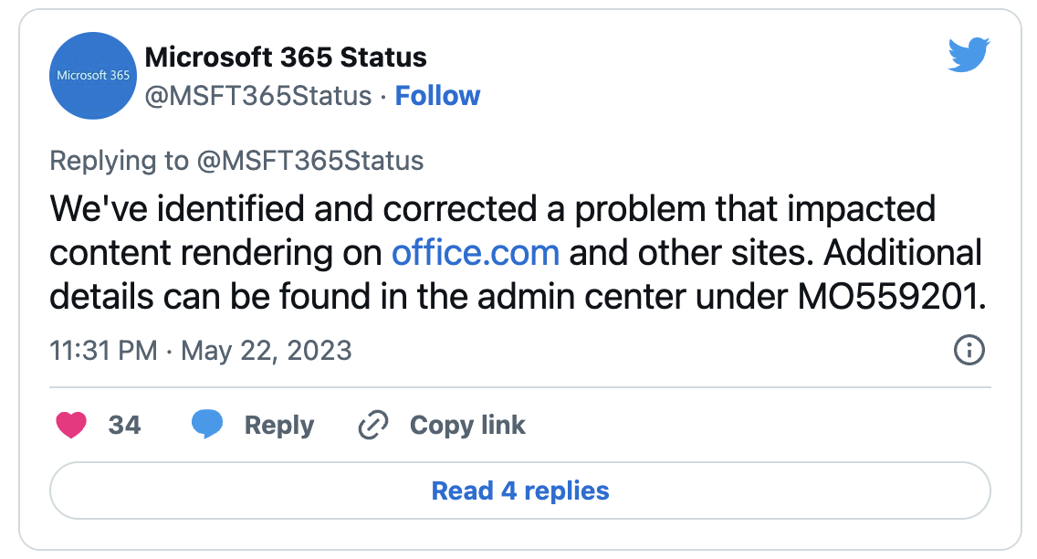 May Microsoft 365 outage