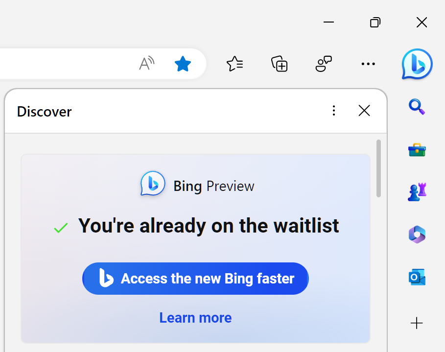 New Bing waiting list
