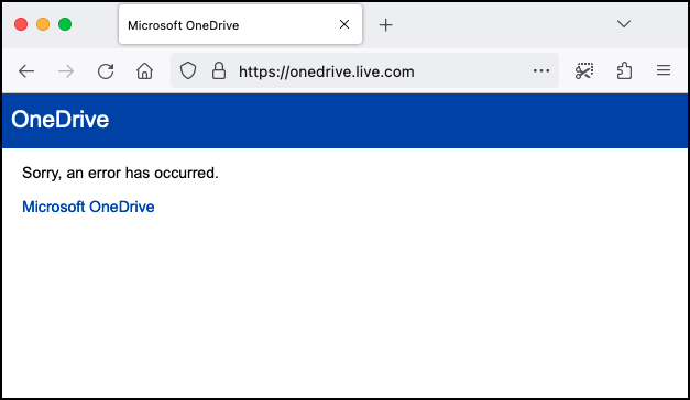 OneDrive failure