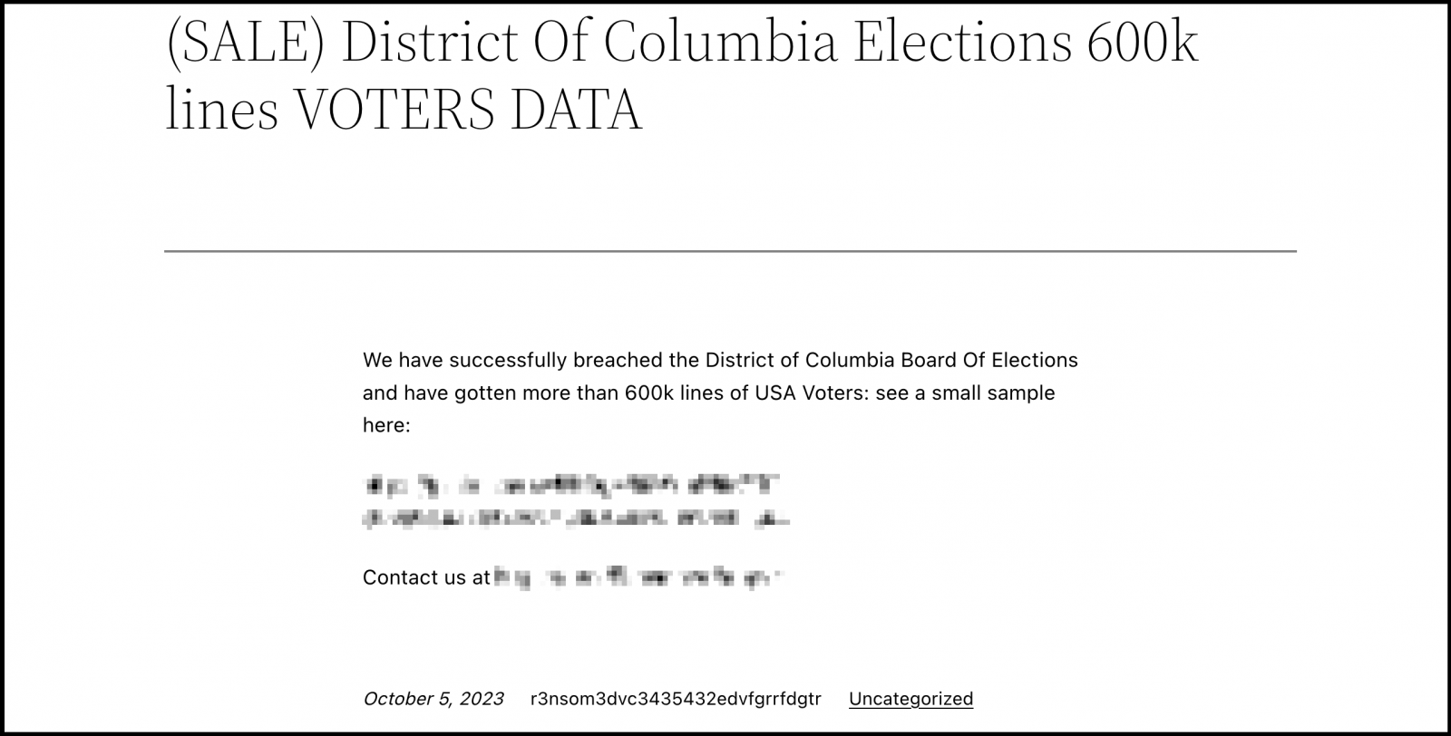 RansomedVC DCBOE data leak