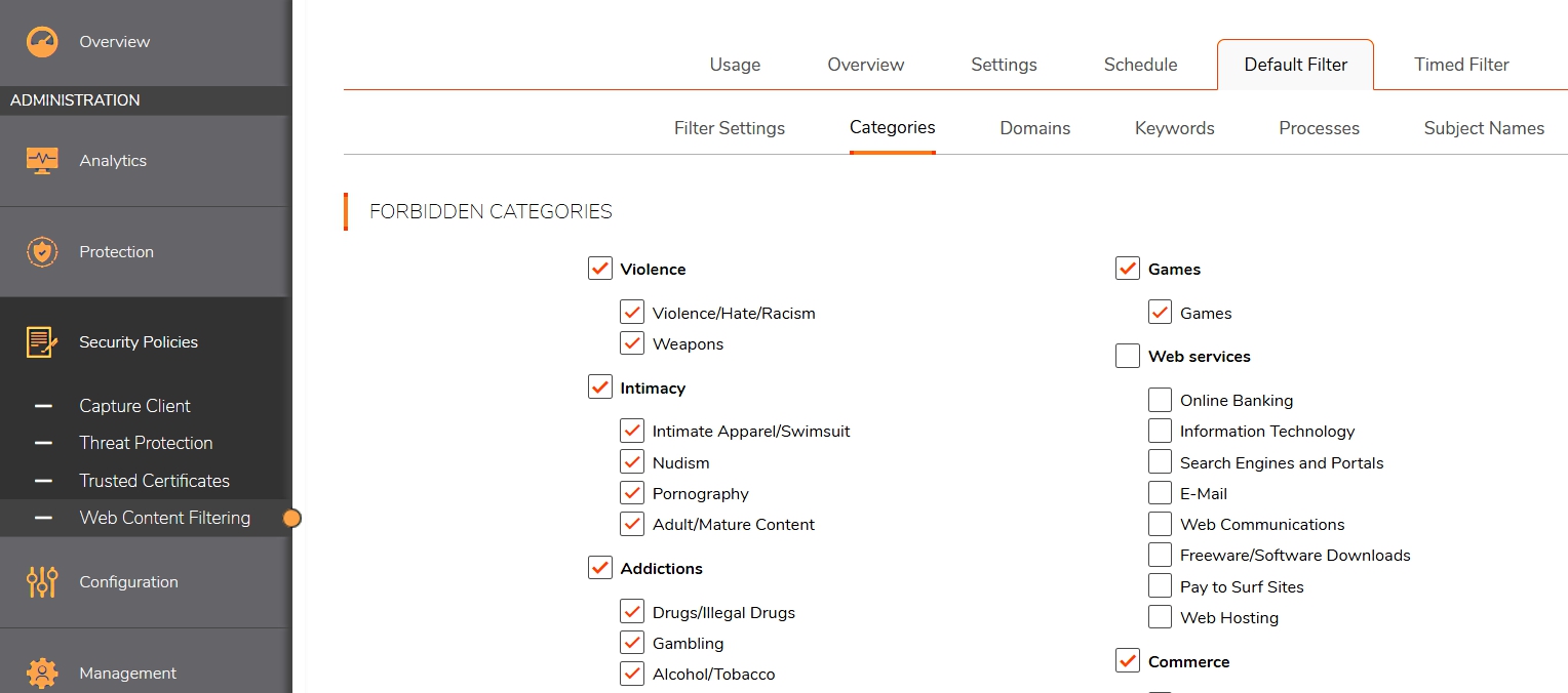 SonicWall Web Content Filtering