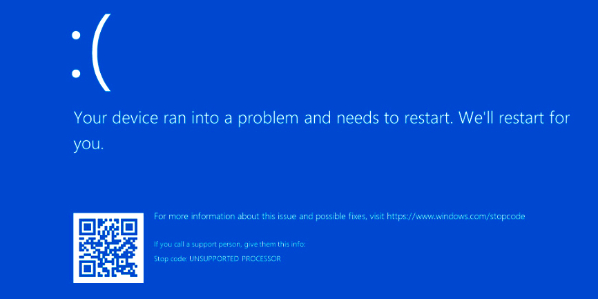 UNSUPPORTED_PROCESSOR BSOD