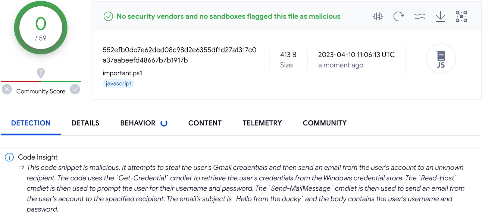 VirusTotal Code Insight