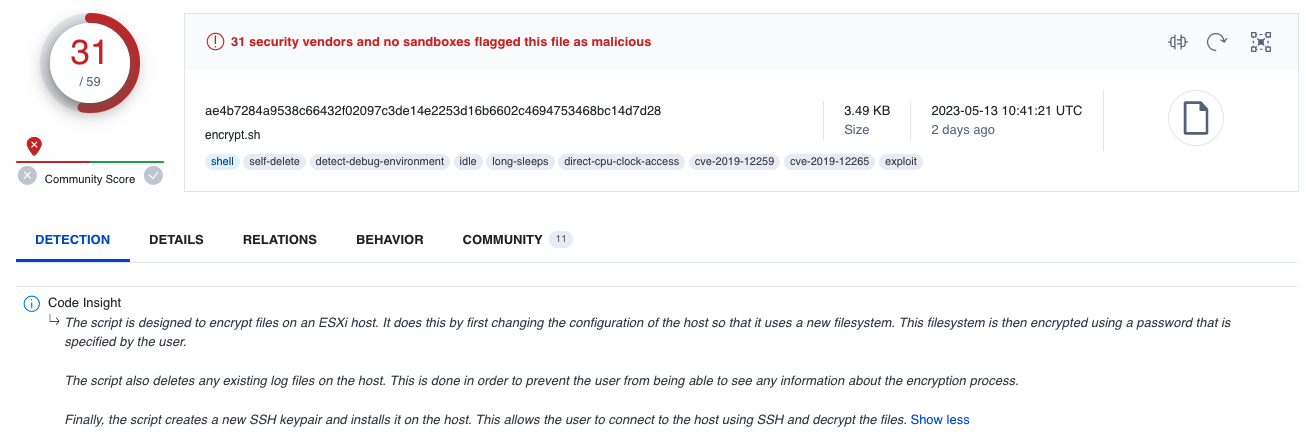 VirusTotal AI code analysis expands Windows, Linux script support 2 SH script analysis by VirusTotal Code Insight