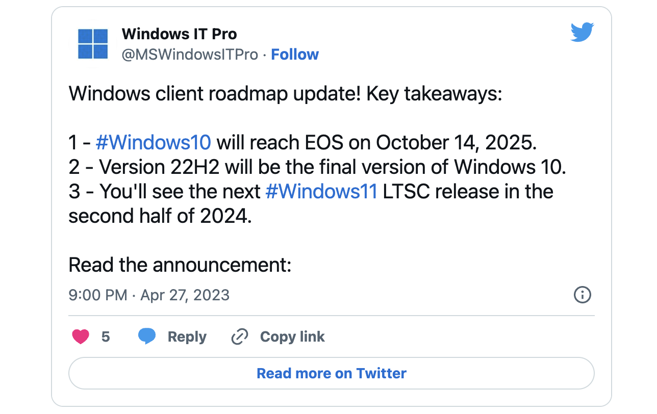 Windows IT Pro tweet