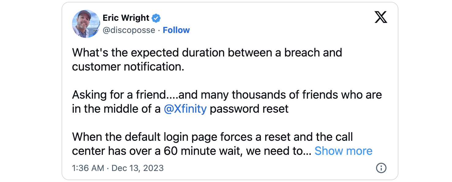 Xfinity password resets