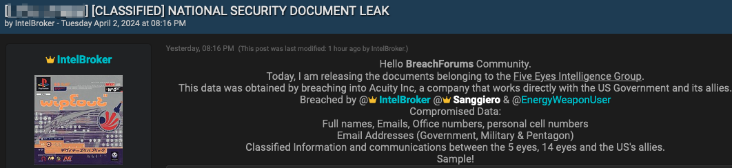 IntelBroker Five Eyes