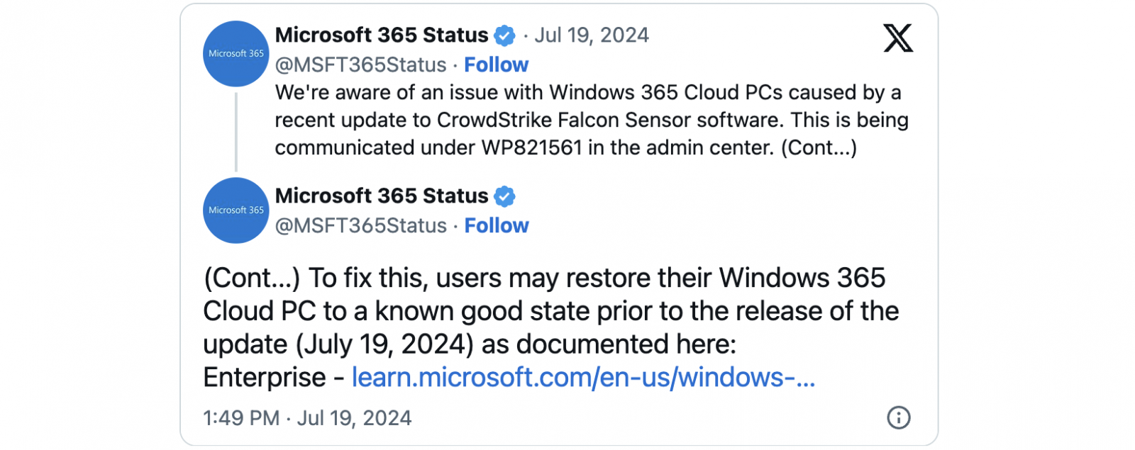 Microsoft 365 kesintisi