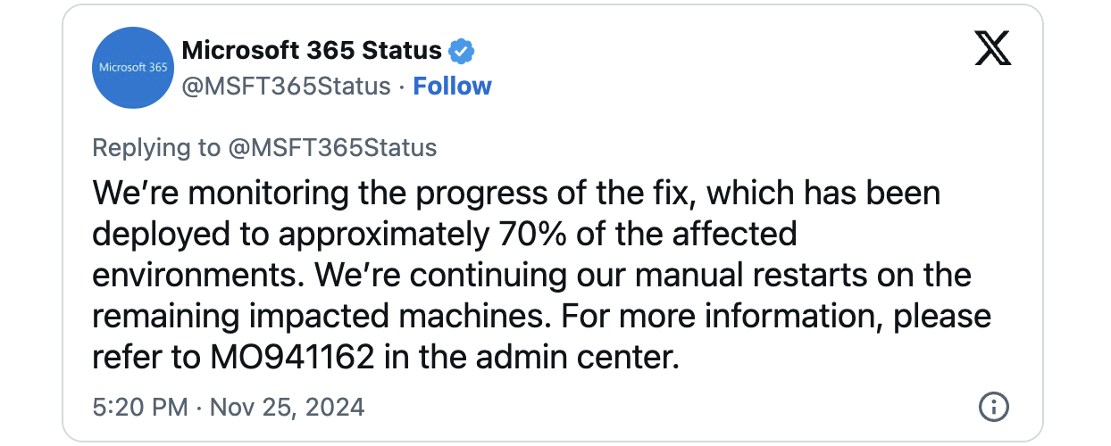 Microsoft 365 Exchange outage