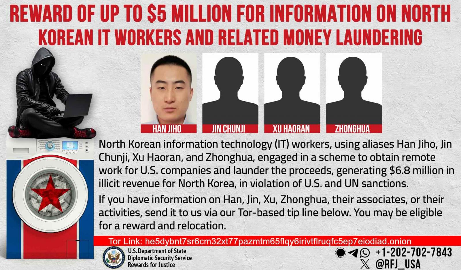 Recompensa por informações sobre trabalhadores de TI norte-coreanos