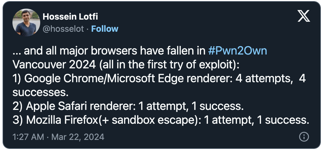 Pwn2Own Vancouver browser zero-days