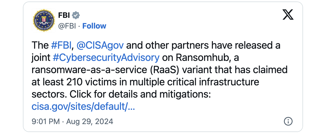 Ransomhub ransomware advisory