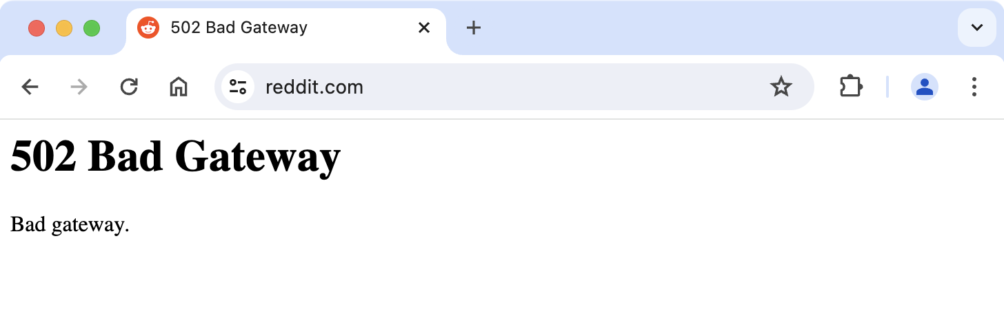Reddit hatalı ağ geçidi hatası
