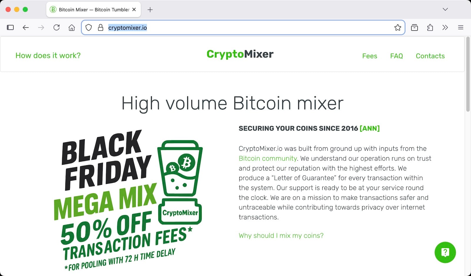 CryptoMixer[.]io website
